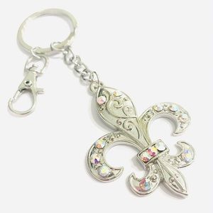 Fleur De Lis Keychain Purse Charm Shimmering